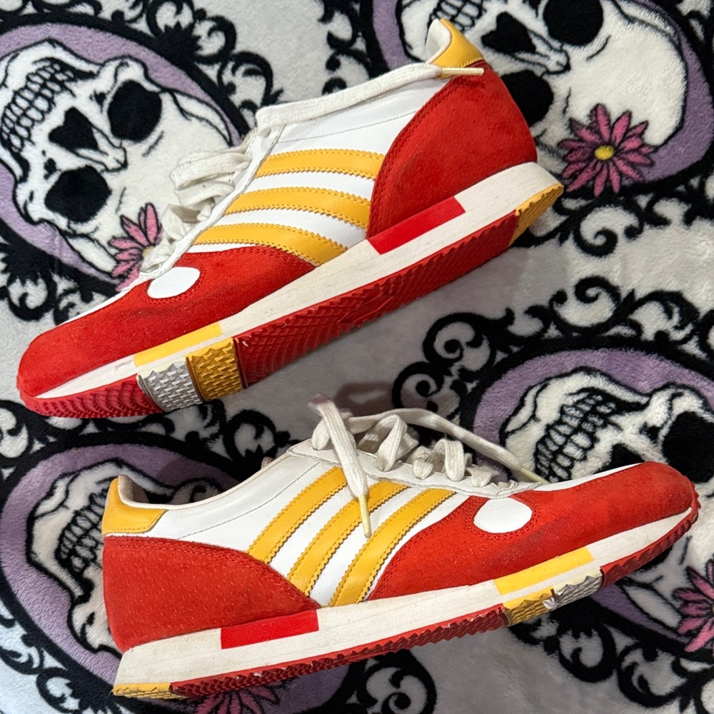 Adidas Red orange and Gold Retro Sneakers
